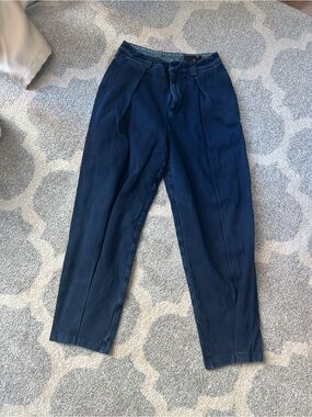 AG Adriano Goldschmied Pleated Trouser Jeans Navy Blue Size 27